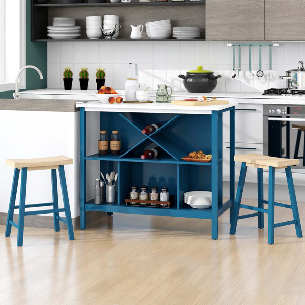 Ivy Bronx 3Piece Wood Stationary Kitchen Island Set Wayfair